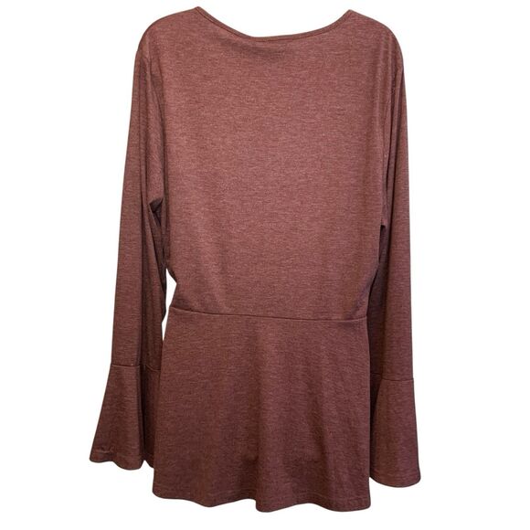 Bloomchic Surplice Neck Tie Side Asymmetrical Hem Shirt Flutter Sleeve Size 18 - Picture 4 of 11